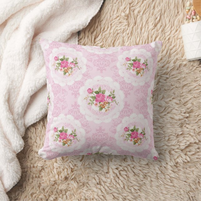 Vintage Shabby Flowers Cushion (Blanket)