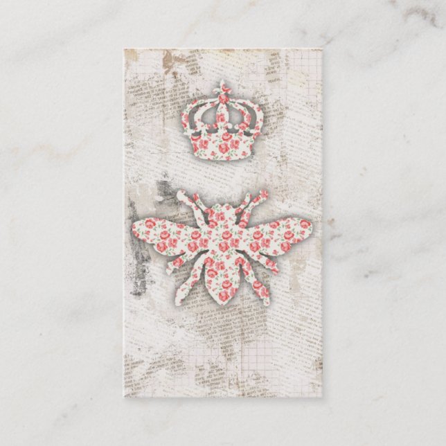 Vintage Shabby Queen Bee Business Cards (Front)