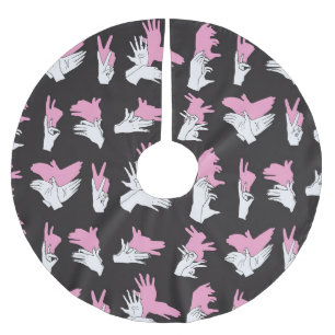 Vintage Shadow Hand Pattern Design Brushed Polyester Tree Skirt