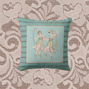 Vintage Shakespeare's Garden Women with Flowers Cushion