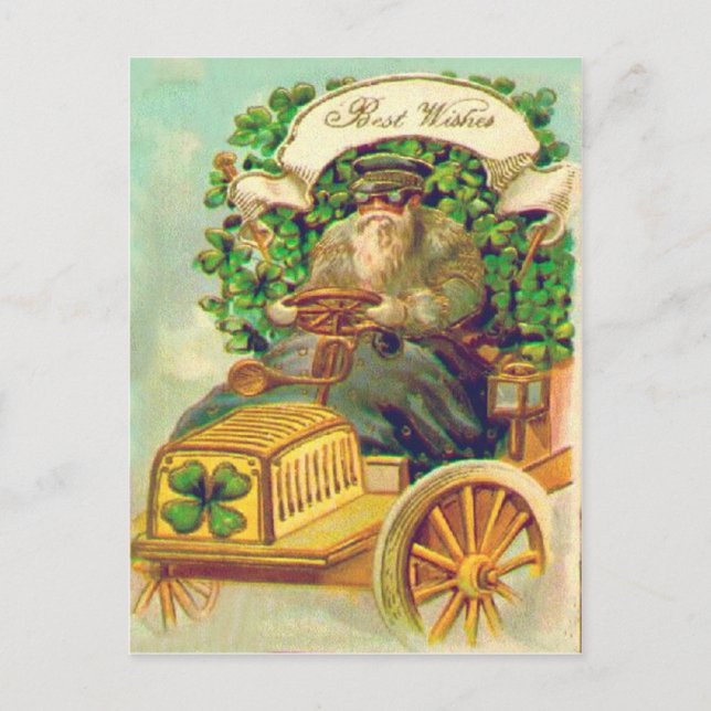 Vintage Shamrock Car St Patrick's Day Card (Front)