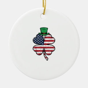 Vintage Shamrock Flag St. Patricks Day Ceramic Ornament