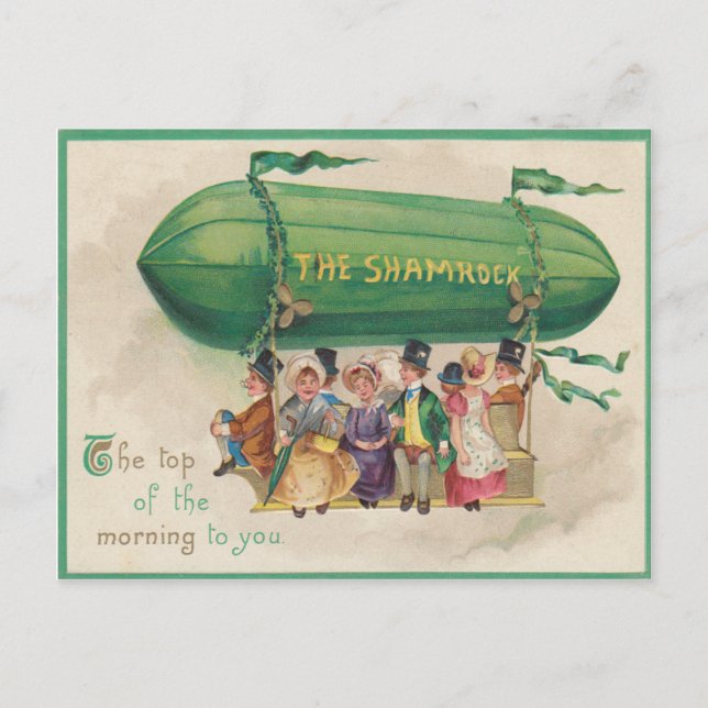 Vintage Shamrock Float St Patrick's Day Card (Front)