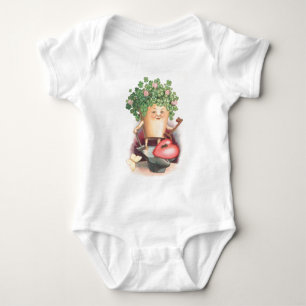 Vintage Shamrock Heart and Key St Patrick's Day Baby Bodysuit