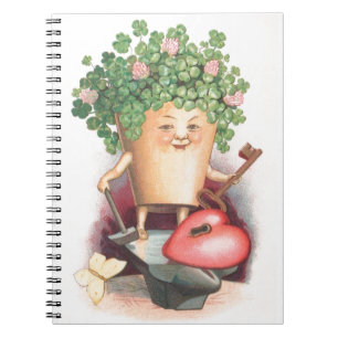 Vintage Shamrock Heart and Key St Patrick's Day Notebook