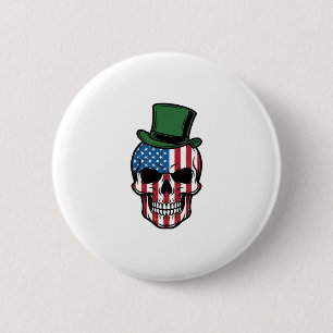Vintage Shamrock Skull Flag Vector Design_1 6 Cm Round Badge
