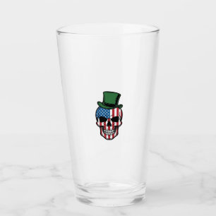 Vintage Shamrock Skull Flag Vector Design_1 Glass