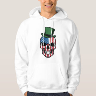 Vintage Shamrock Skull Flag Vector Design_1 Hoodie