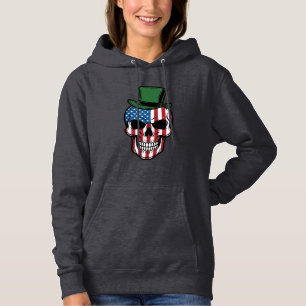 Vintage Shamrock Skull Flag Vector Design_1 Hoodie