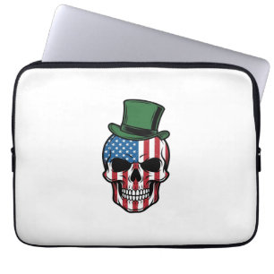 Vintage Shamrock Skull Flag Vector Design_1 Laptop Sleeve