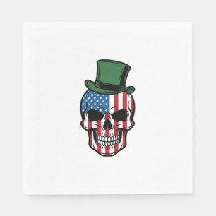 Vintage Shamrock Skull Flag Vector Design_1 Napkin