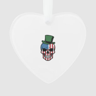 Vintage Shamrock Skull Flag Vector Design_1 Ornament