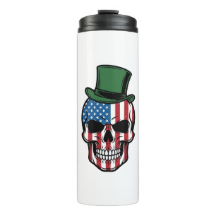 Vintage Shamrock Skull Flag Vector Design_1 Thermal Tumbler