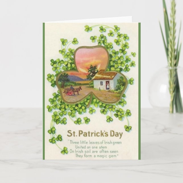 Vintage Shamrock St. Patrick's Day Greeting Card (Front)