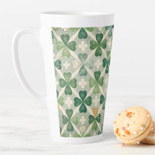 Vintage Shamrocks Green and Gold Latte Mug