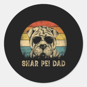 Vintage Shar Pei Dad Dog Lovers Father&# s Day Te Classic Round Sticker