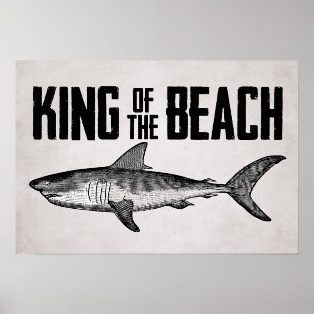 Vintage Shark Beach King Poster (Front)