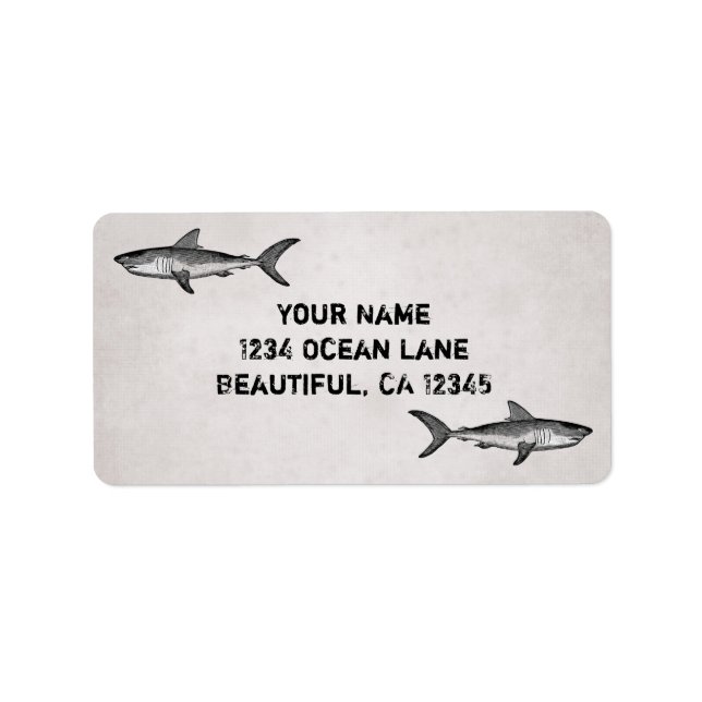 Vintage Shark Ocean Address Label (Front)