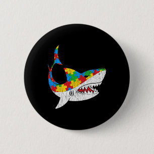 Vintage Shark Puzzle Autistic Kids Autism Awarenes 6 Cm Round Badge