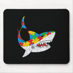 Vintage Shark Puzzle Autistic Kids Autism Awarenes Mouse Pad