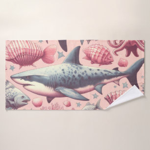 Vintage Shark Seamless Bath Towel