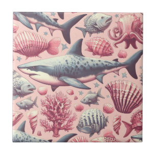 Vintage Shark Seamless Ceramic Tile