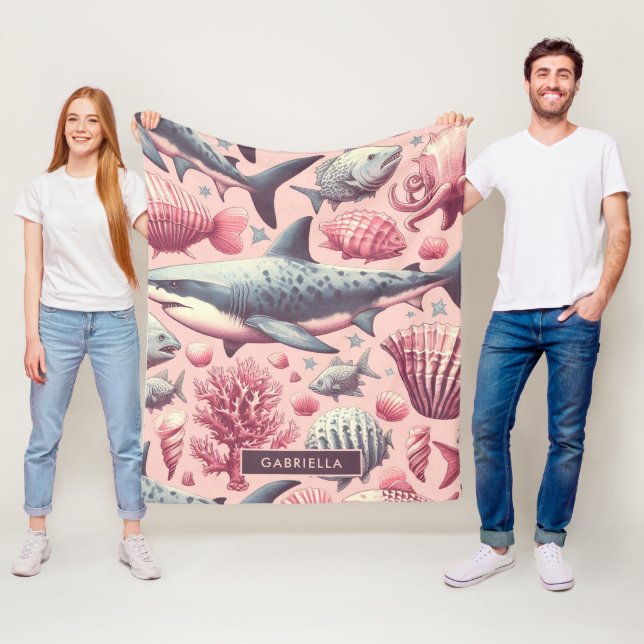 Vintage Shark Seamless Fleece Blanket (In Situ)