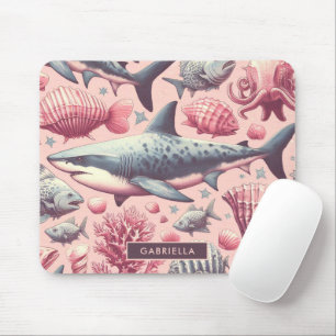 Vintage Shark Seamless Mouse Pad
