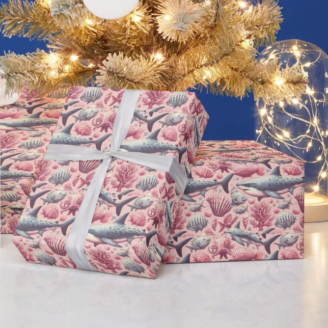 Vintage Shark Seamless Wrapping Paper (Holidays)