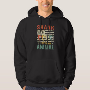 Vintage Shark Spirit Animal Retro Us American Flag Hoodie