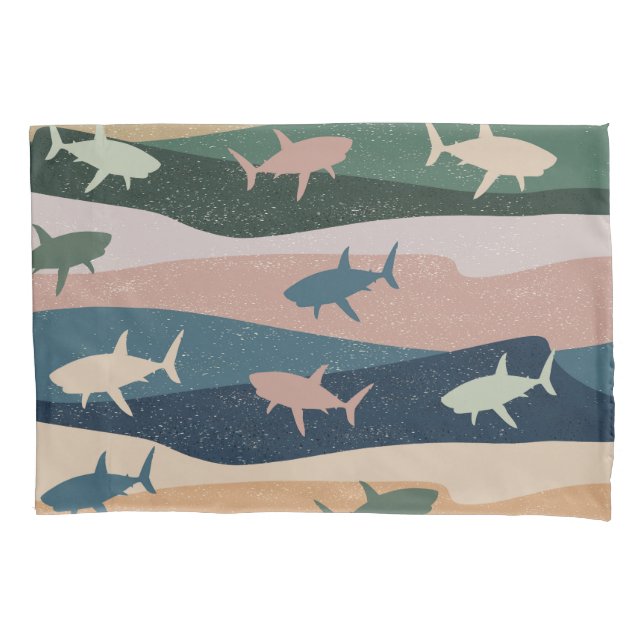 VINTAGE SHARK WAVE  PILLOWCASE (Front)