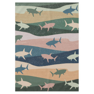 VINTAGE SHARK WAVE  TABLECLOTH