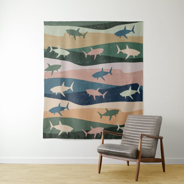 VINTAGE SHARK WAVE  TAPESTRY (In Situ)
