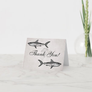 Vintage Sharks and Jellyfish Ocean Beach Thank You Card