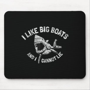 Vintage Sharks I Like Big Boats And I Cannot Lie F Mouse Pad