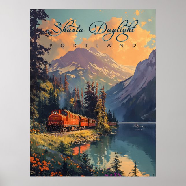 Vintage Shasta Daylight Train Poster (Front)