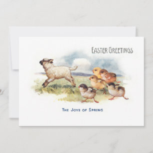 Vintage Sheep and Chicks Easter Greeting Holiday Card