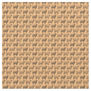 Vintage Sheep Art Illustrated CUSTOM BG COLOR Fabric