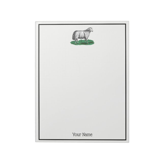 Vintage Sheep Ewe Farm Animals Drawing C Notepad (Rotated)