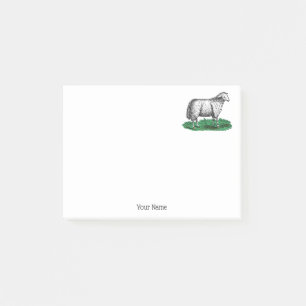 Vintage Sheep Ewe Farm Animals Drawing C Post-it Notes