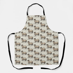 Vintage Sheep Illustration: Farm Classic Art Apron