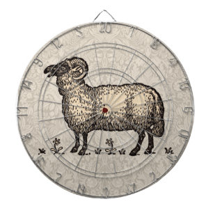 Vintage Sheep Illustration: Farm Classic Art Dartboard