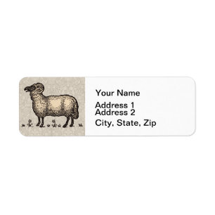 Vintage Sheep Illustration: Farm Classic Art Return Address Label
