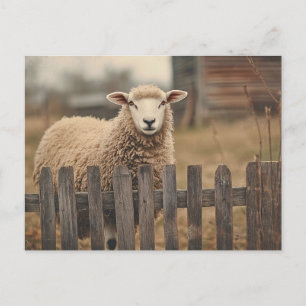 Vintage Sheep Sepia Postcard