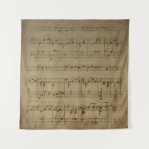 Vintage sheet music background tapestry