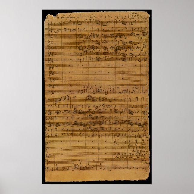 Vintage Sheet Music by Johann Sebastian Bach Poster (Front)
