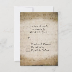 Vintage Sheet Music Custom RSVP Card