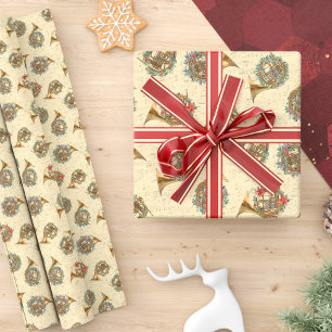 Vintage Sheet Music French Horns Christmas Wrapping Paper