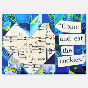 Vintage Sheet Music Heart Quilt Collage Art Magnet