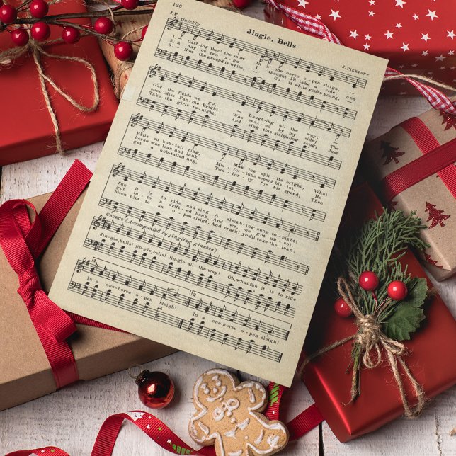 Vintage Sheet Music Jingle Bells Holiday Card (Creator Uploaded)